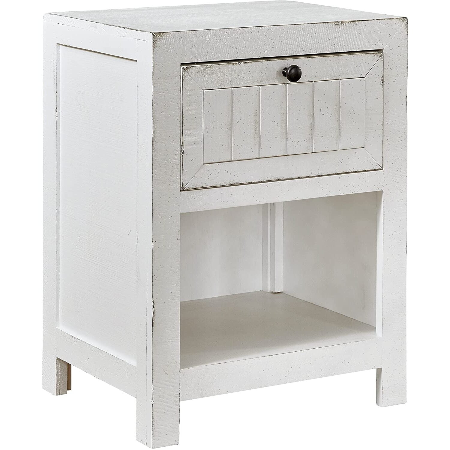 Cotton White Pine Wood 1-Drawer Nightstand