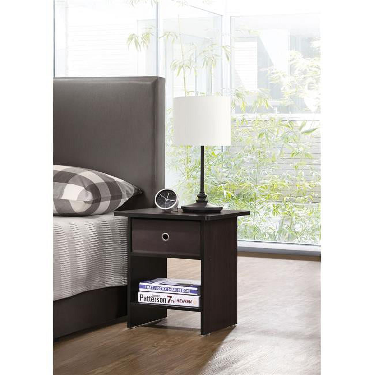 Espresso Brown Transitional Square End Table with Storage