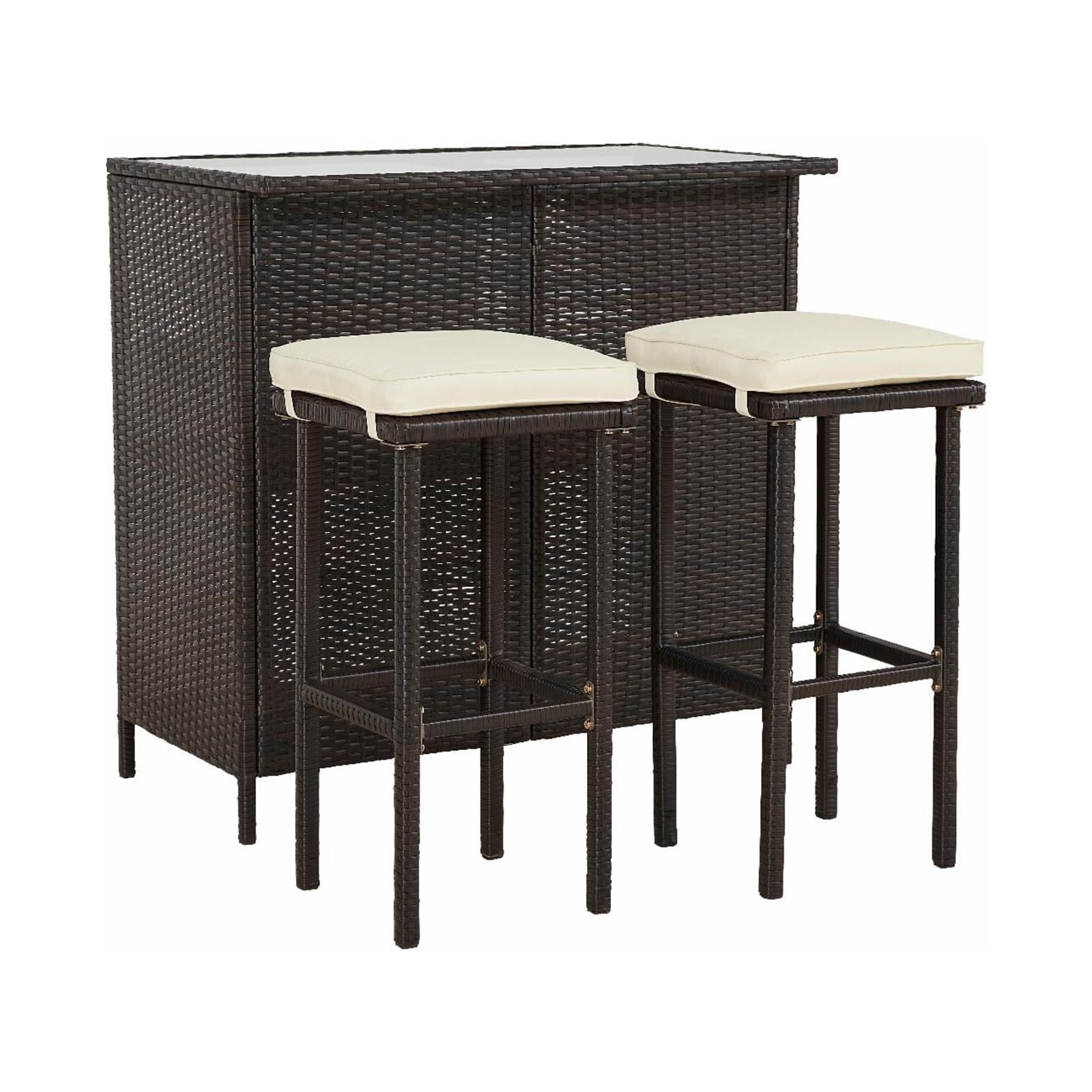 Progressive Furniture Fiesta 3-Piece Outdoor Wicker / Rattan Bar Set in Brown