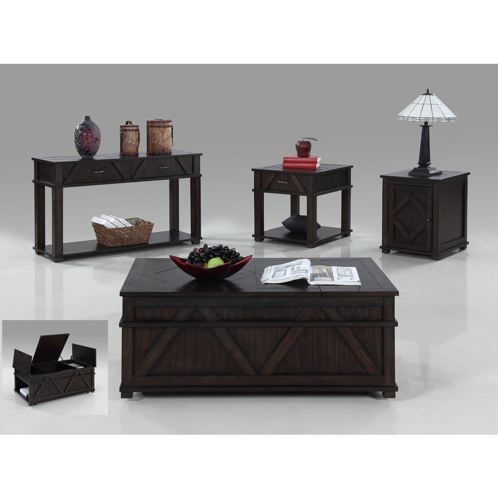Foxcroft Rustic Dark Pine Chairside Cabinet with Storage