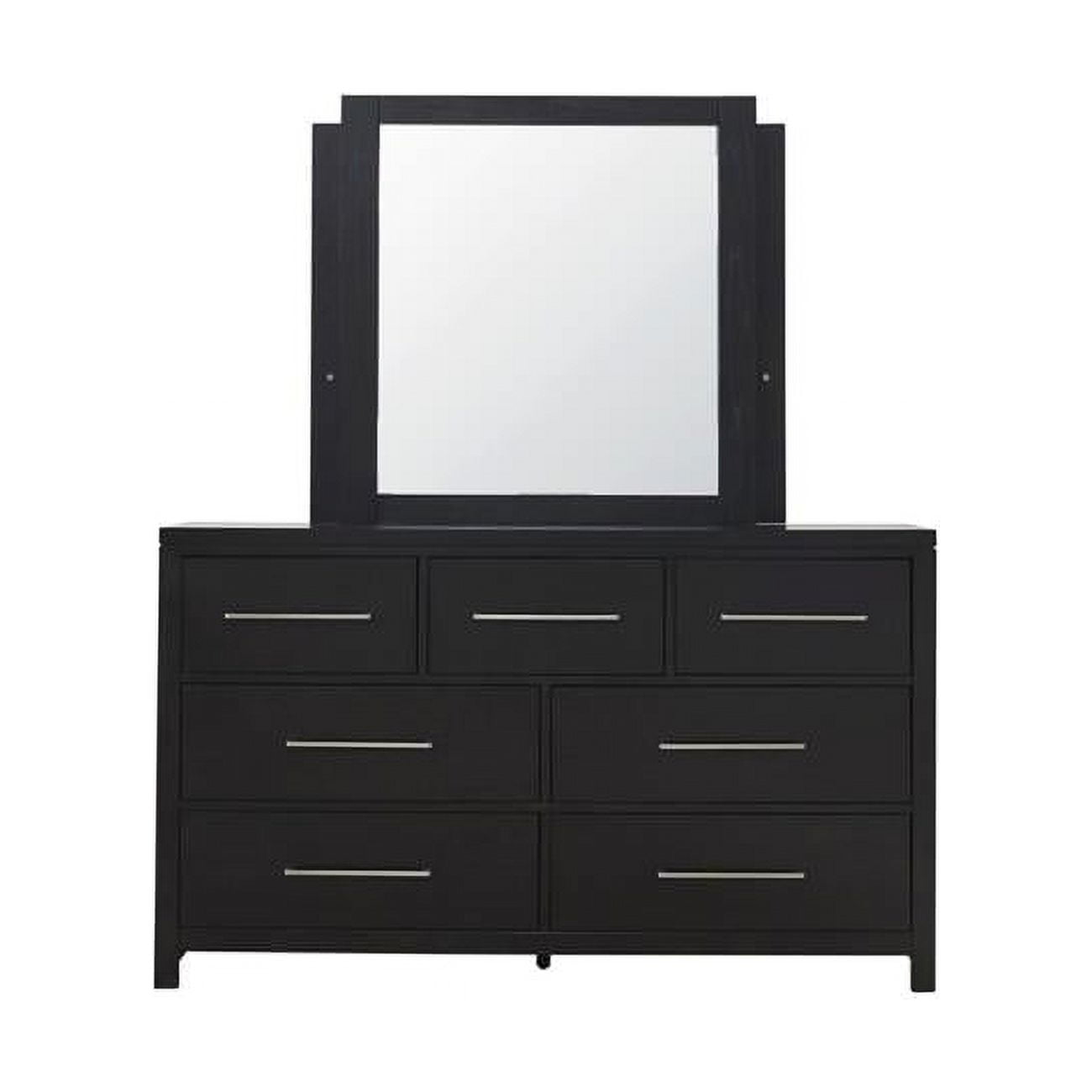Progressive Furniture Foxfire Wood Drawer Dresser & Mirror in Midnight Black