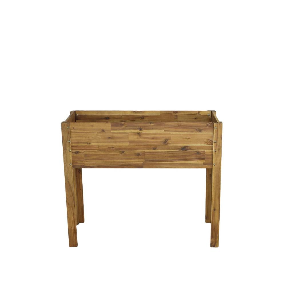 Natural Brown Acacia Wood High Planter for Indoor/Outdoor Use