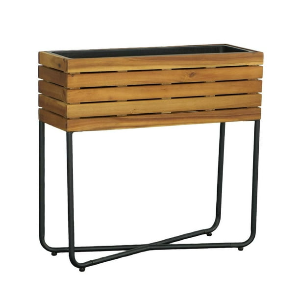 Progressive Furniture Groott Acacia Wood Rectangular Planter W/Metal ...