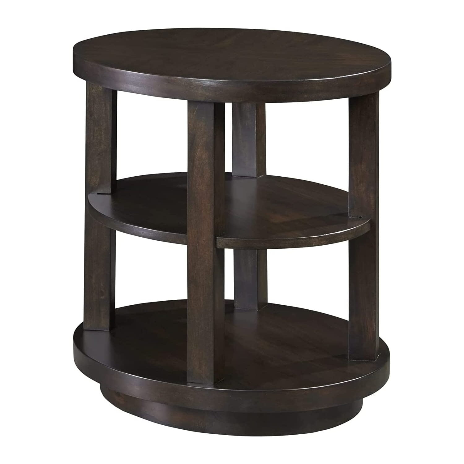 Transitional Chocolate Mahogany Oval Wood End Table