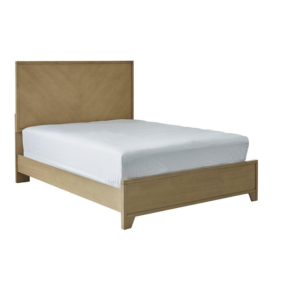 Hayden Gold Queen Panel Bed with Upholstered Headboard