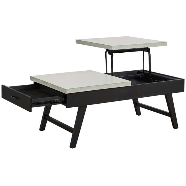 Transitional Black and Gray Wood Lift-Top Cocktail Table with Storage