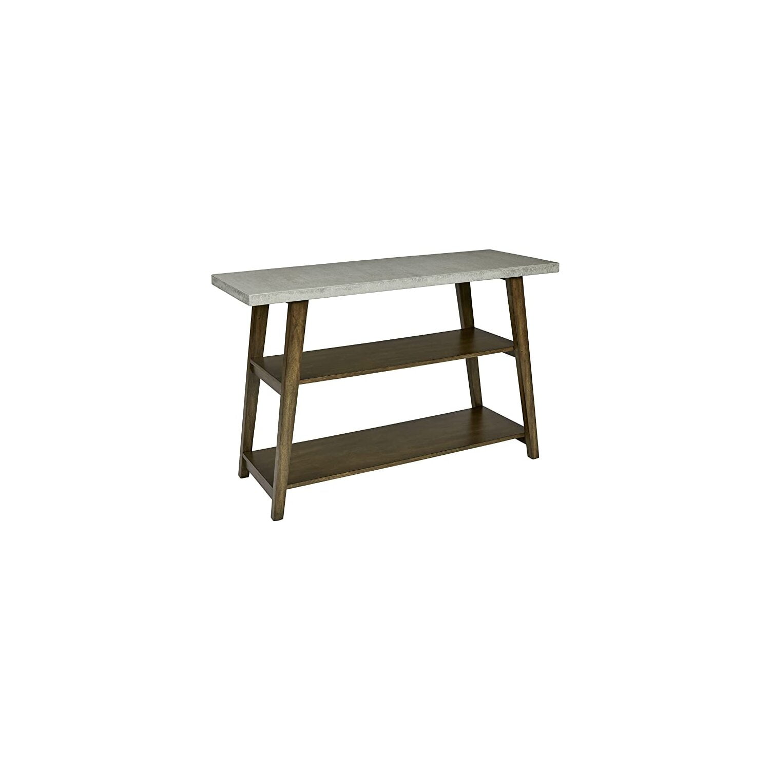 Concrete Gray and Auburn Wood Rectangular Console Table with Storage