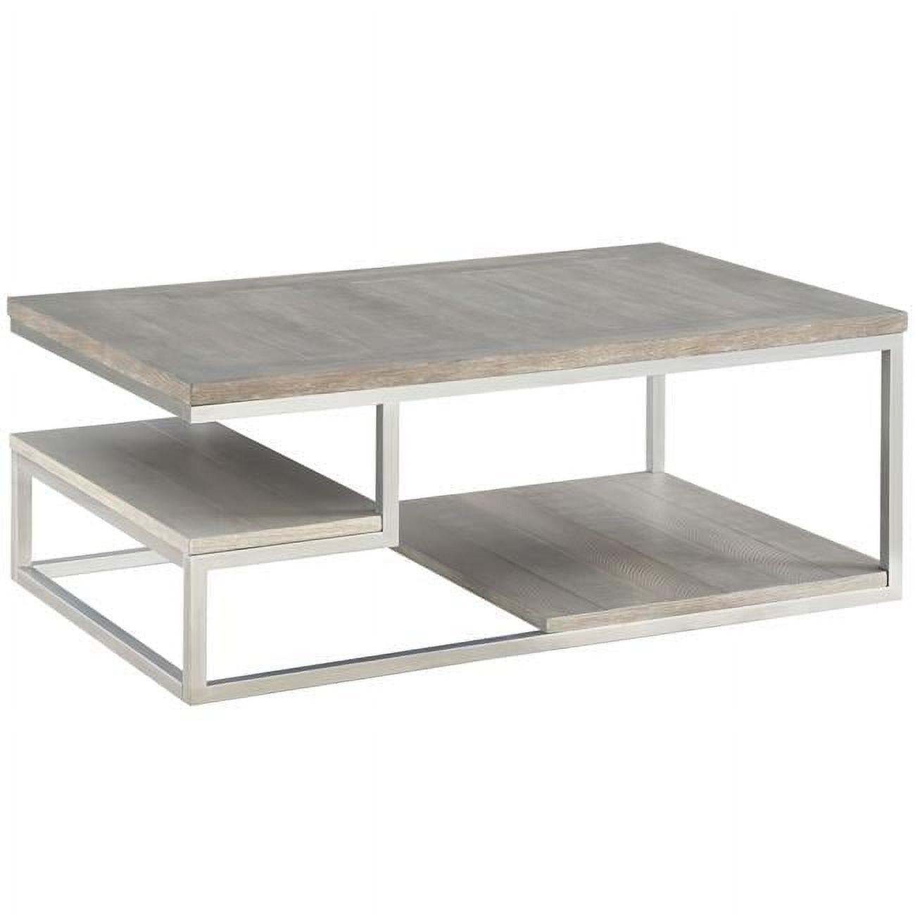Musk Gray Transitional Rectangular Coffee Table with Brushed Nickel Base