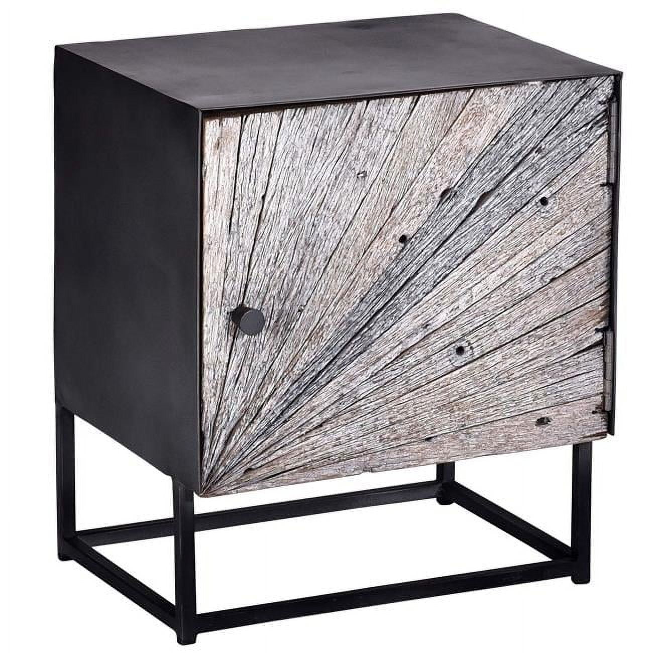 Black and White Reclaimed Wood 2-Drawer Nightstand