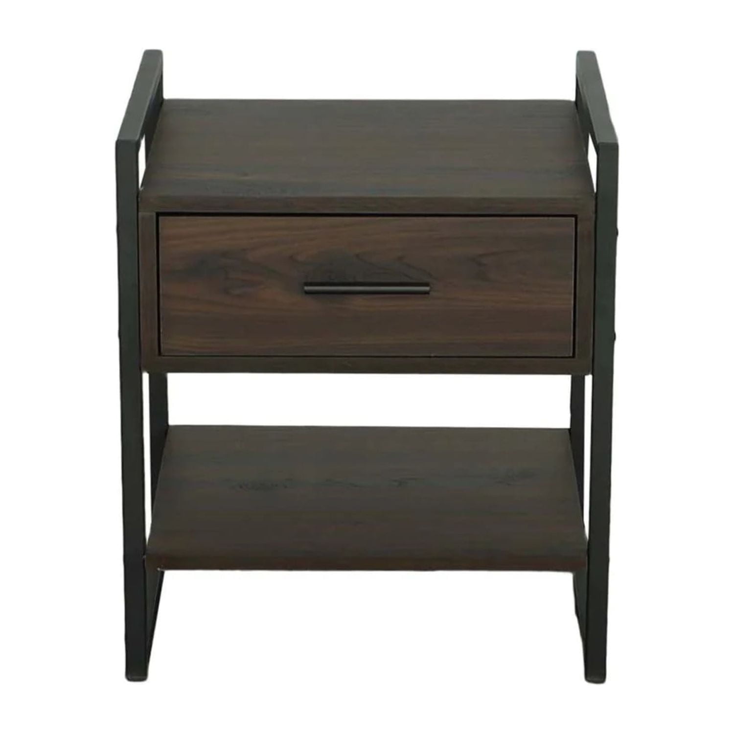 Sable Brown Metal 1-Drawer Transitional Nightstand