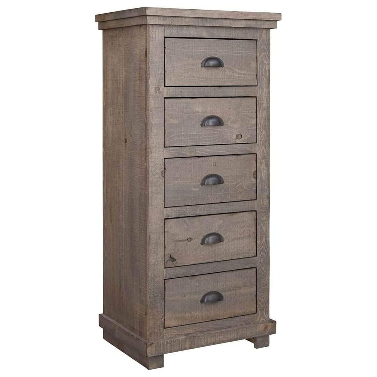 Weathered Gray 5-Drawer Transitional Farmhouse Lingerie Chest