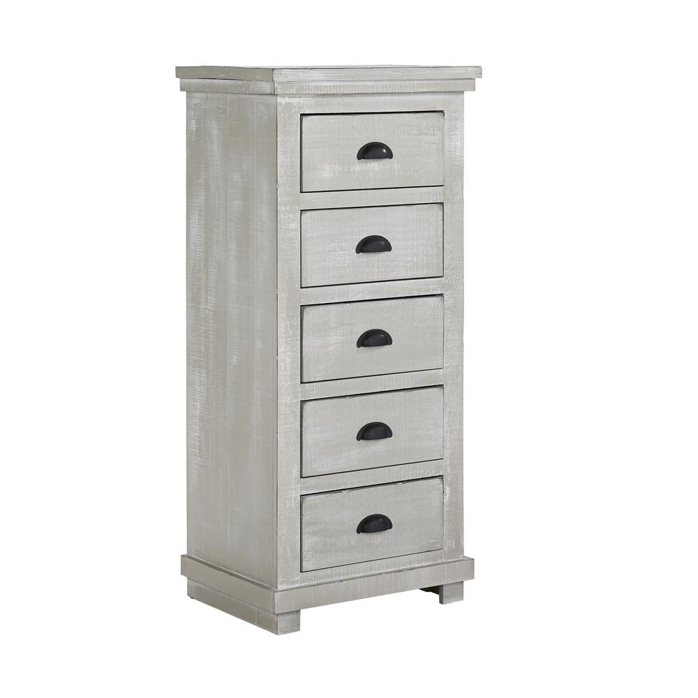 Farmhouse Gray Chalk Solid Pine 5-Drawer Lingerie Chest