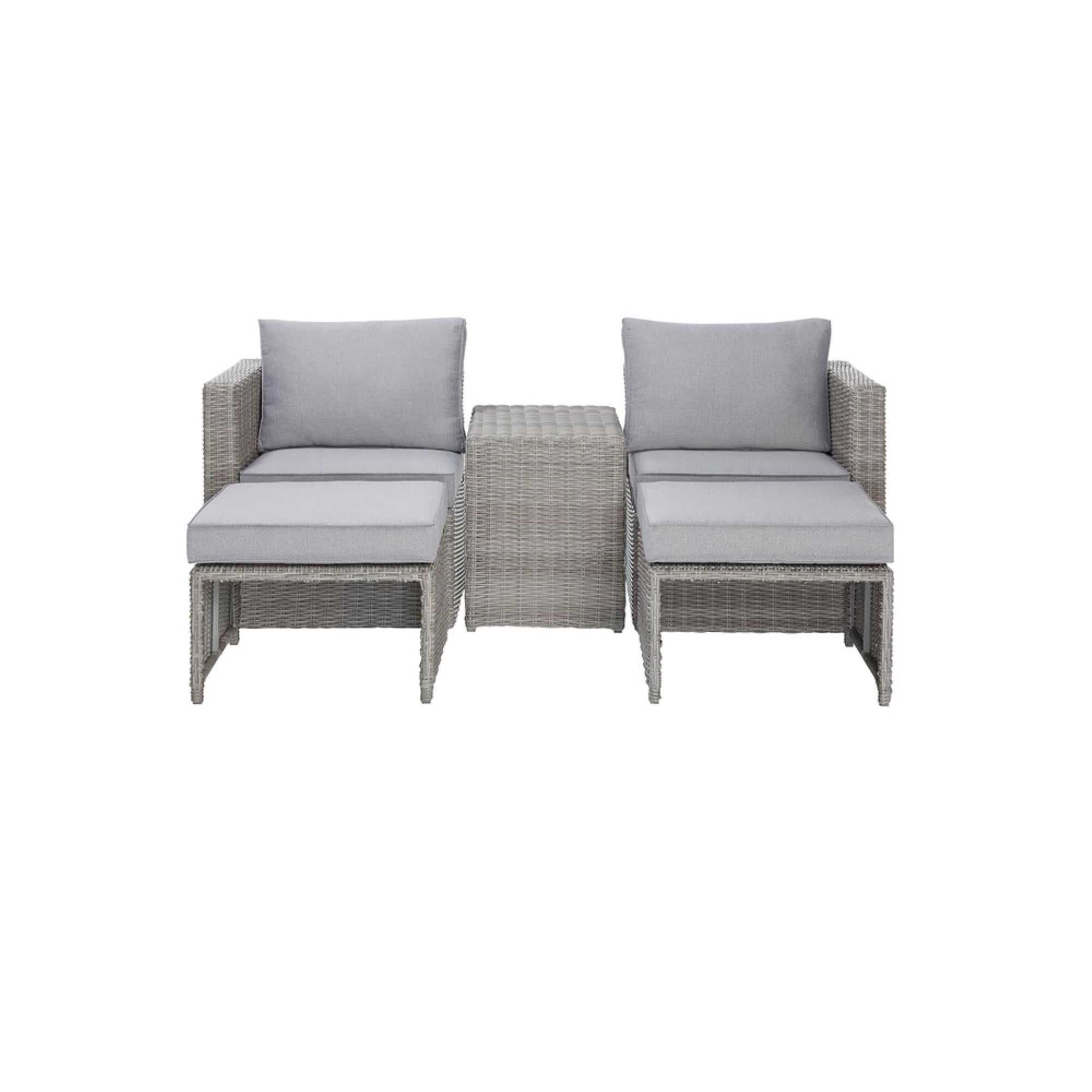 Gray Wicker 5-Piece Outdoor Seating Set with Cushions