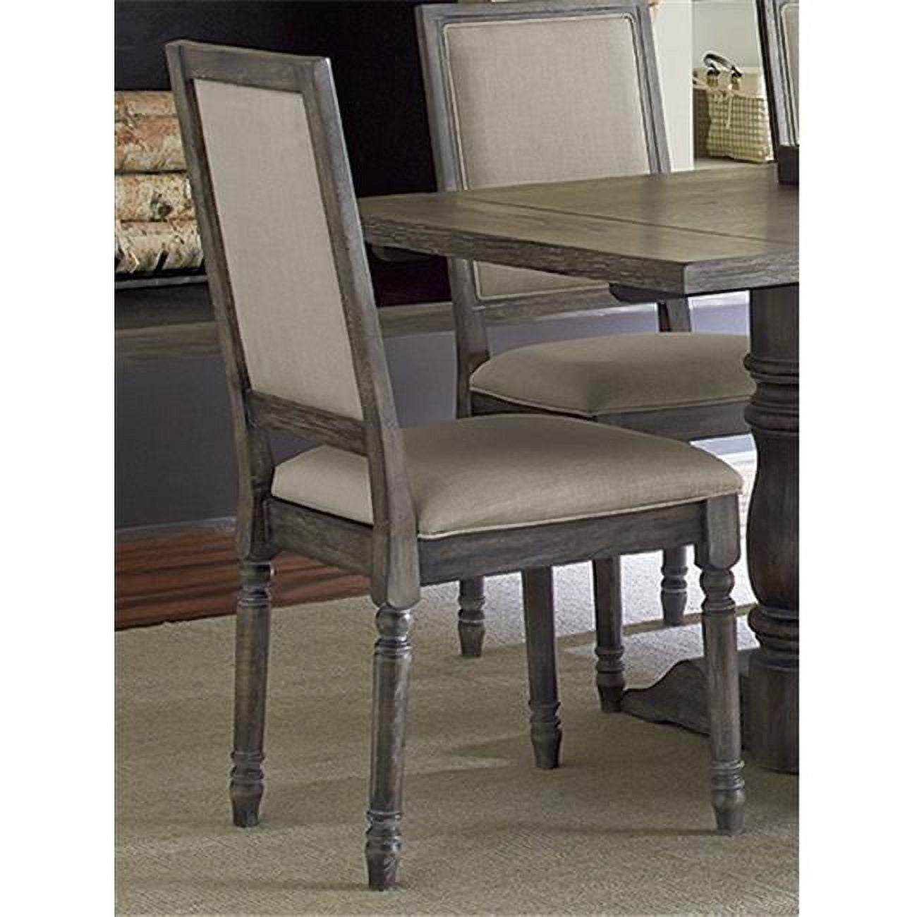 Gray Linen Upholstered Parsons Side Chair with Wood Frame
