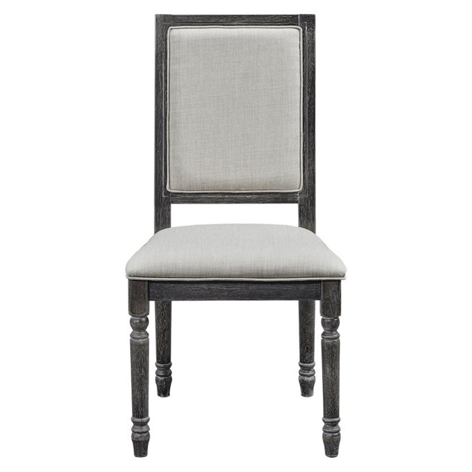 Gray Linen Upholstered Parsons Side Chair with Wood Frame
