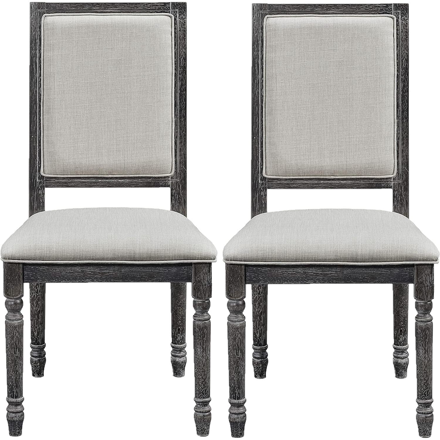 Gray Linen Upholstered Parsons Side Chair with Wood Frame