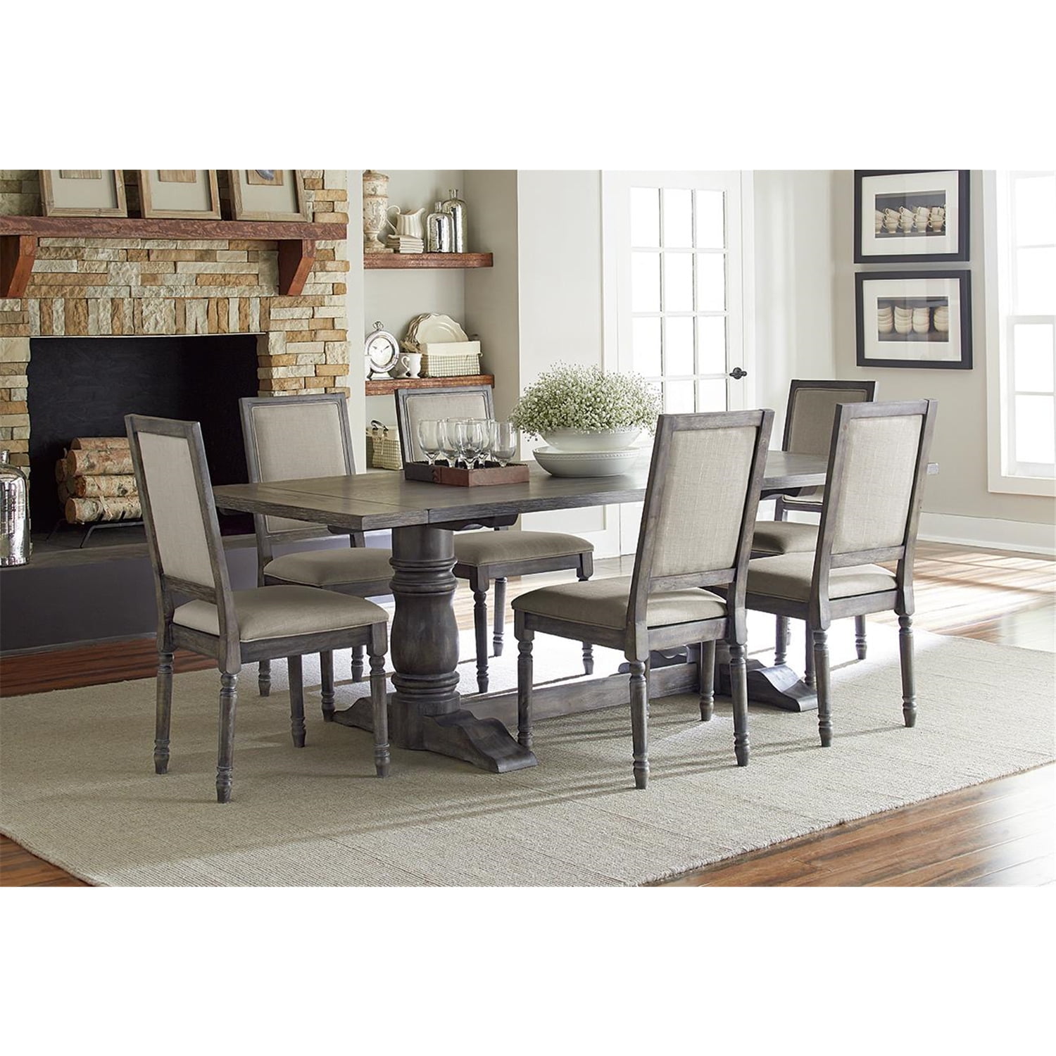 Weathered Pepper Gray Rectangular Wood Dining Table for Six