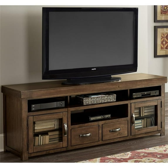 Progressive Furniture Navaro 74" Wood TV Stand in Sienna Pine Brown