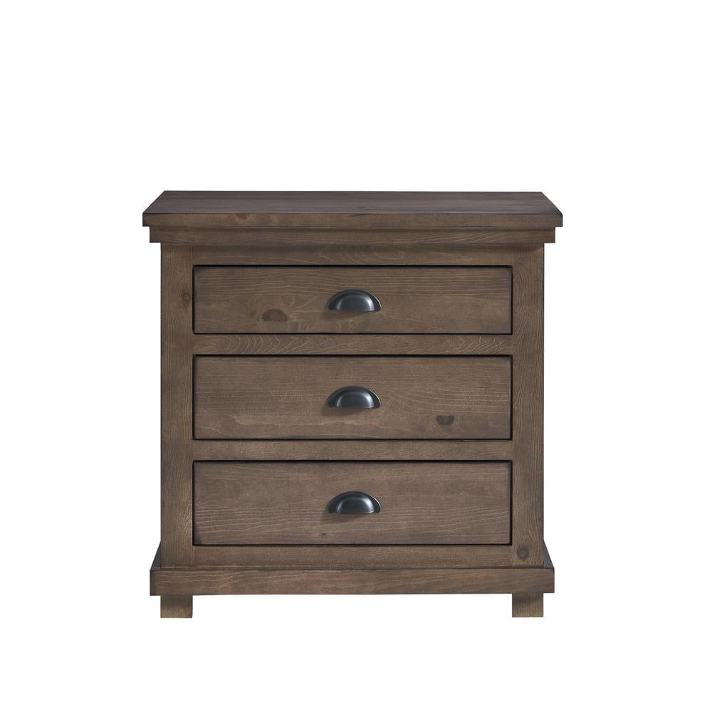 Auburn Cherry 3-Drawer Transitional Nightstand
