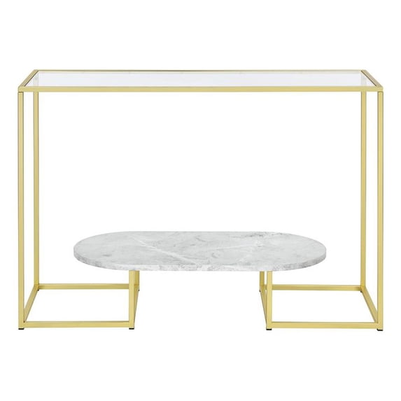 Progressive Furniture Nola Glass w/Metal Sofa/Console Table in Gold