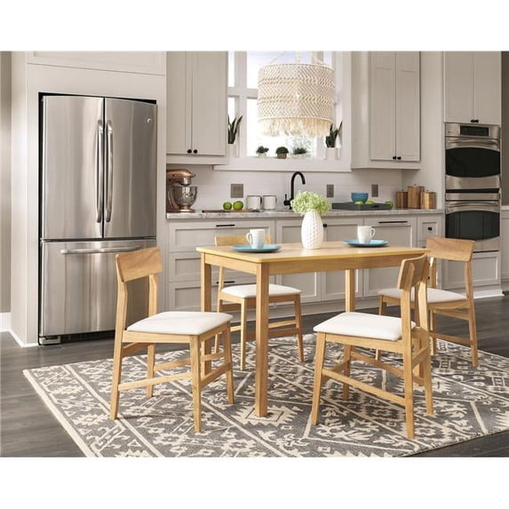 Progressive Furniture Nori 5 Piece Wood Dining Table Set w/ 4 Chairs Tan/Natural