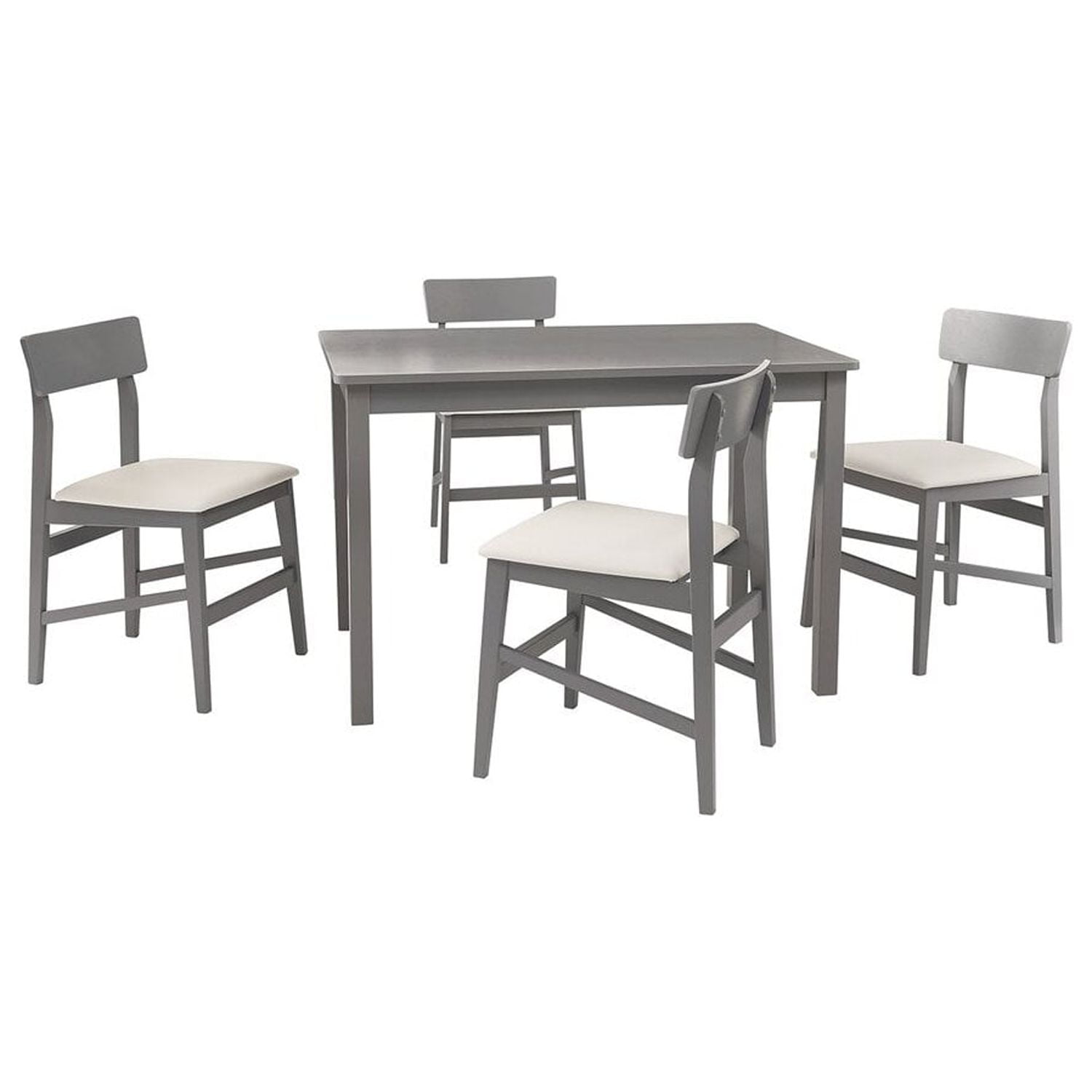 Gray Rectangular Casual Dining Table Set with 4 Chairs