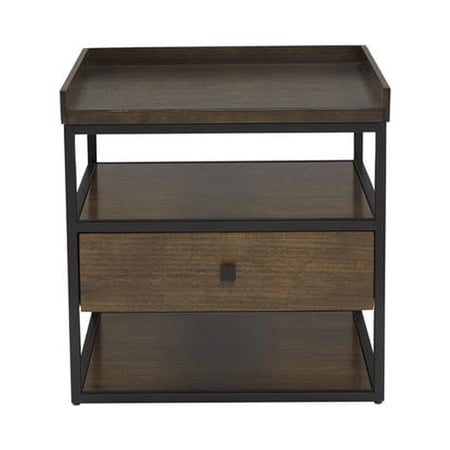 Progressive Furniture Park City Wood/Metal End Table Cinnamon in Brown/Black