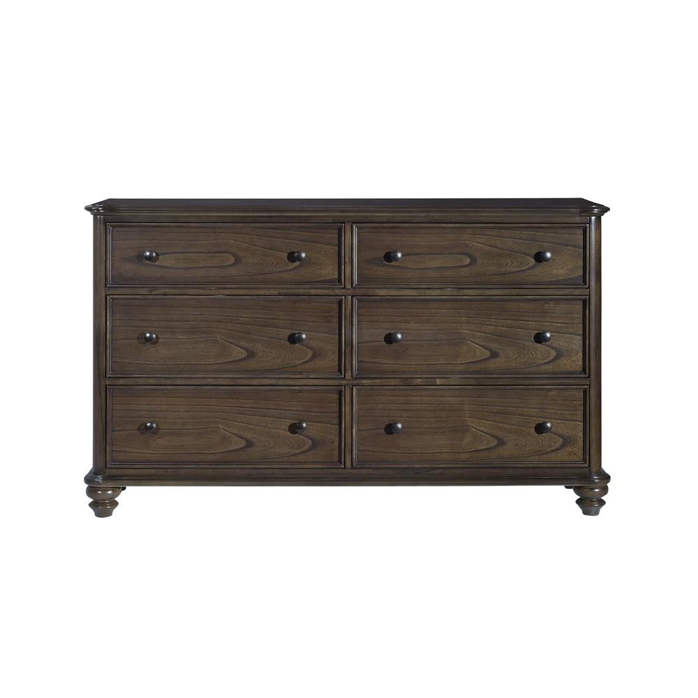 Aged Oak Brown 64" Horizontal Wood Dresser with Soft Close Drawer