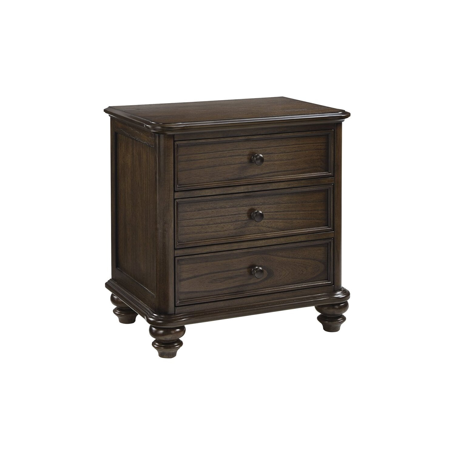 Aged Oak Brown 3-Drawer Traditional Nightstand