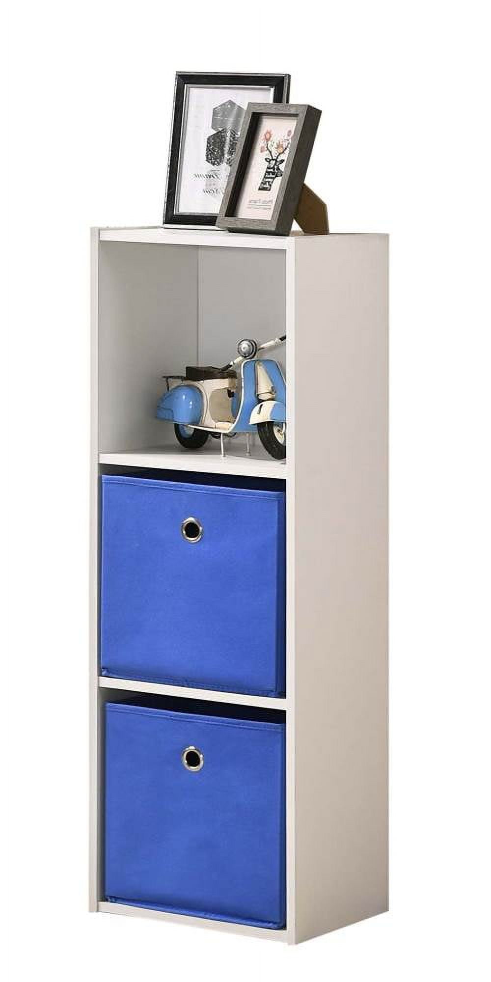 Progressive Furniture Royal 3 Cube Organizer in White w/2 Fabric Baskets