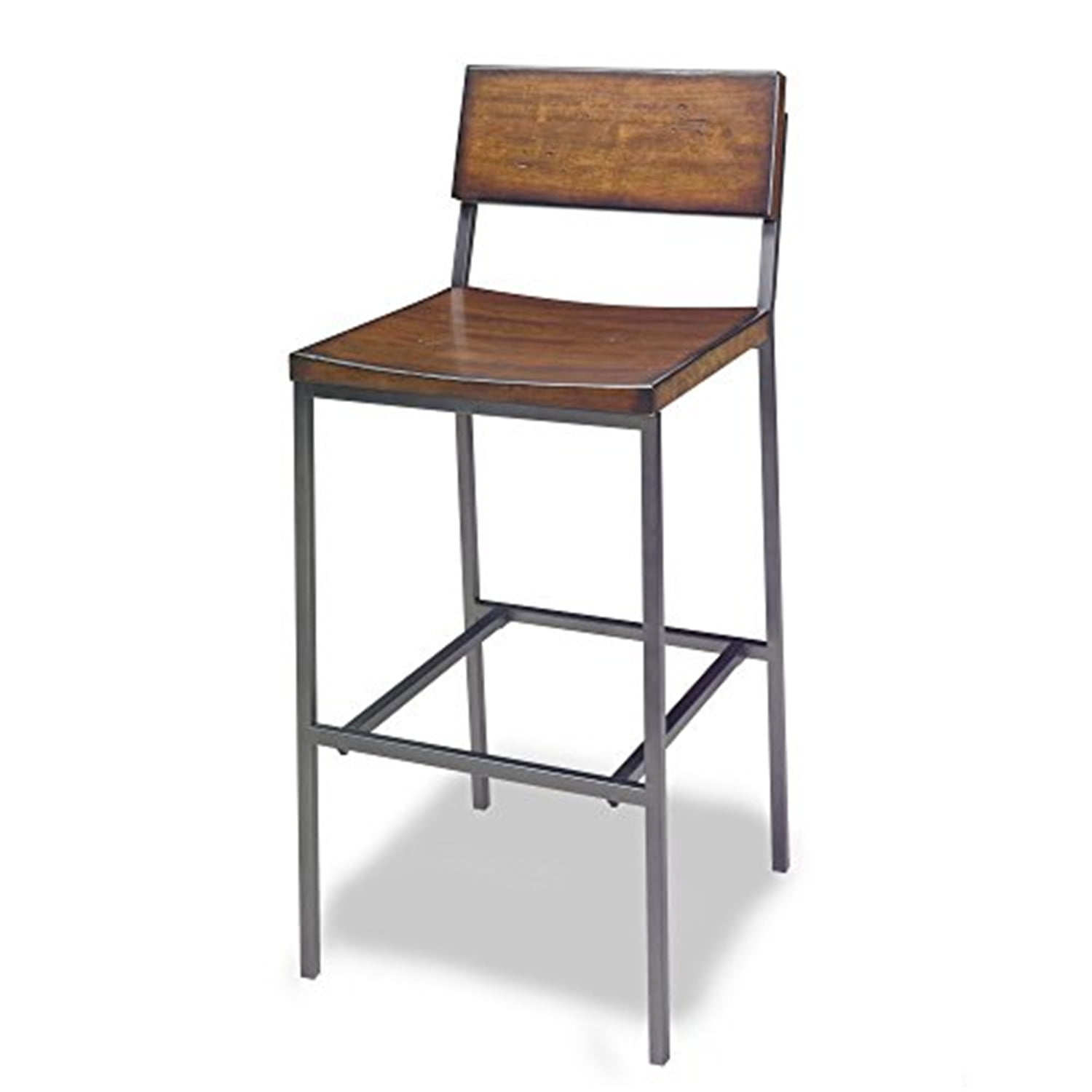Industrial Saddle Style 30" Bar Stool in Java Pine and Gunmetal