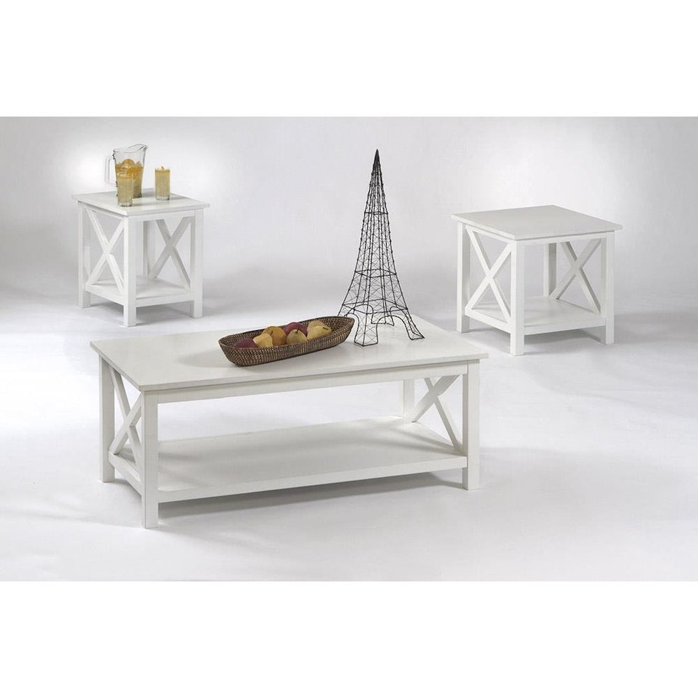 Seascape Textured White Rectangular Coffee Table Set with Storage
