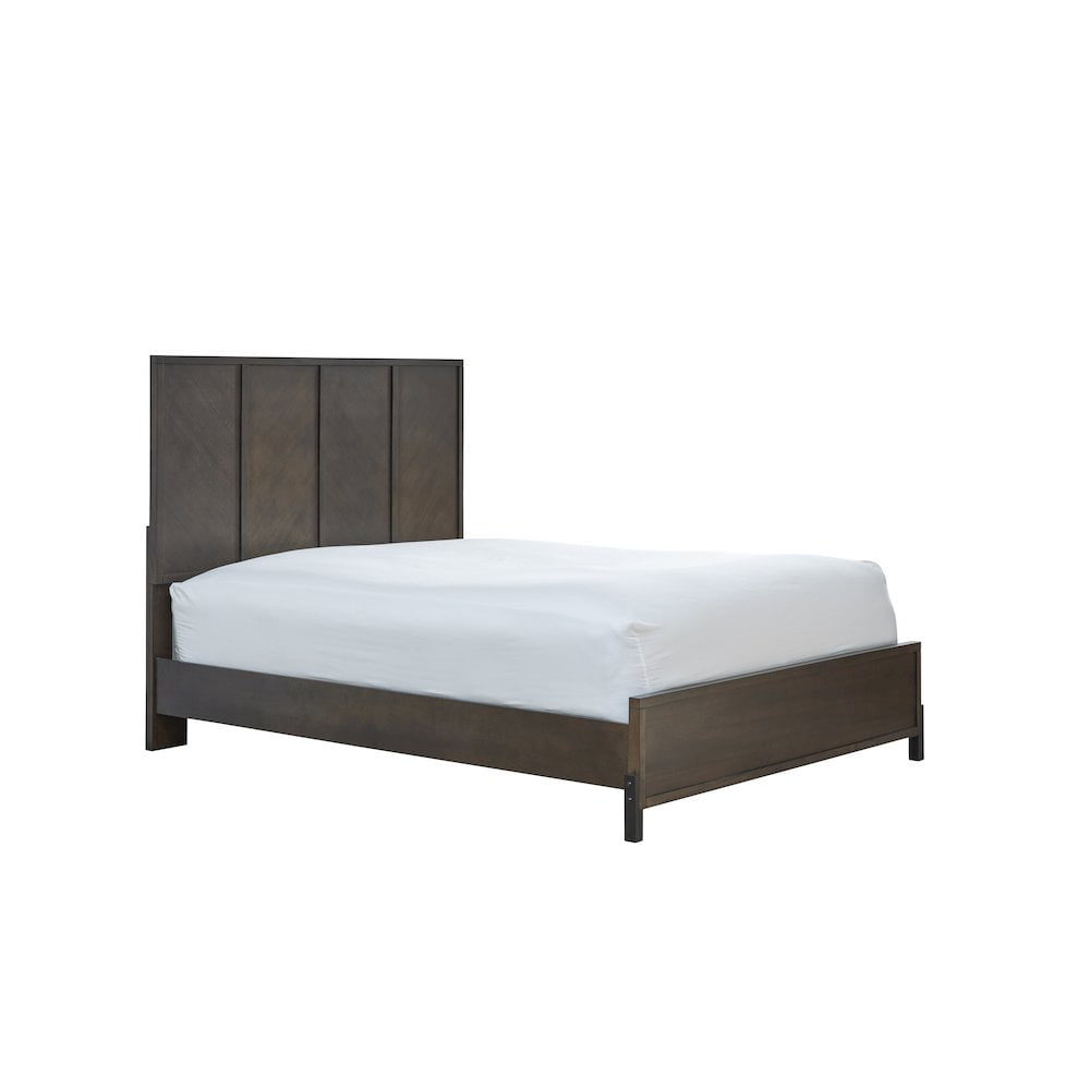 Nutmeg Brown Queen Panel Bed with Wood Headboard