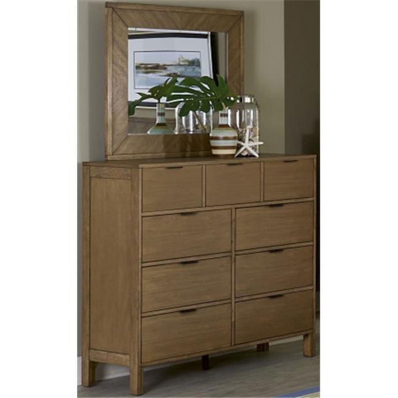 Progressive Furniture Wooden Solid 9-Drawer Dresser & Mirror in Jute ...