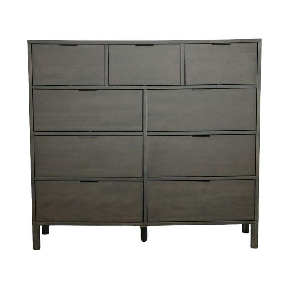 Transitional Walnut Brown 9-Drawer Dresser with Dovetail Drawers