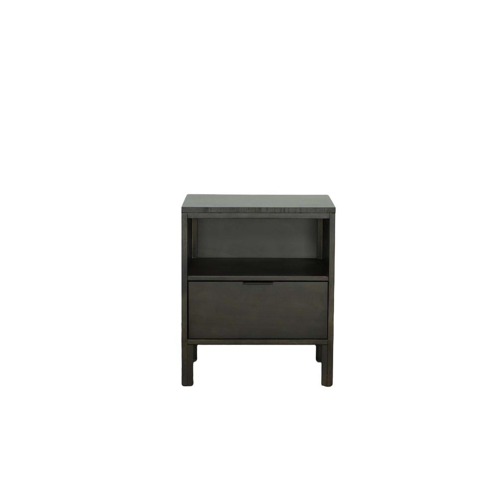 Dark Walnut Brown Transitional Nightstand with 1 Drawer