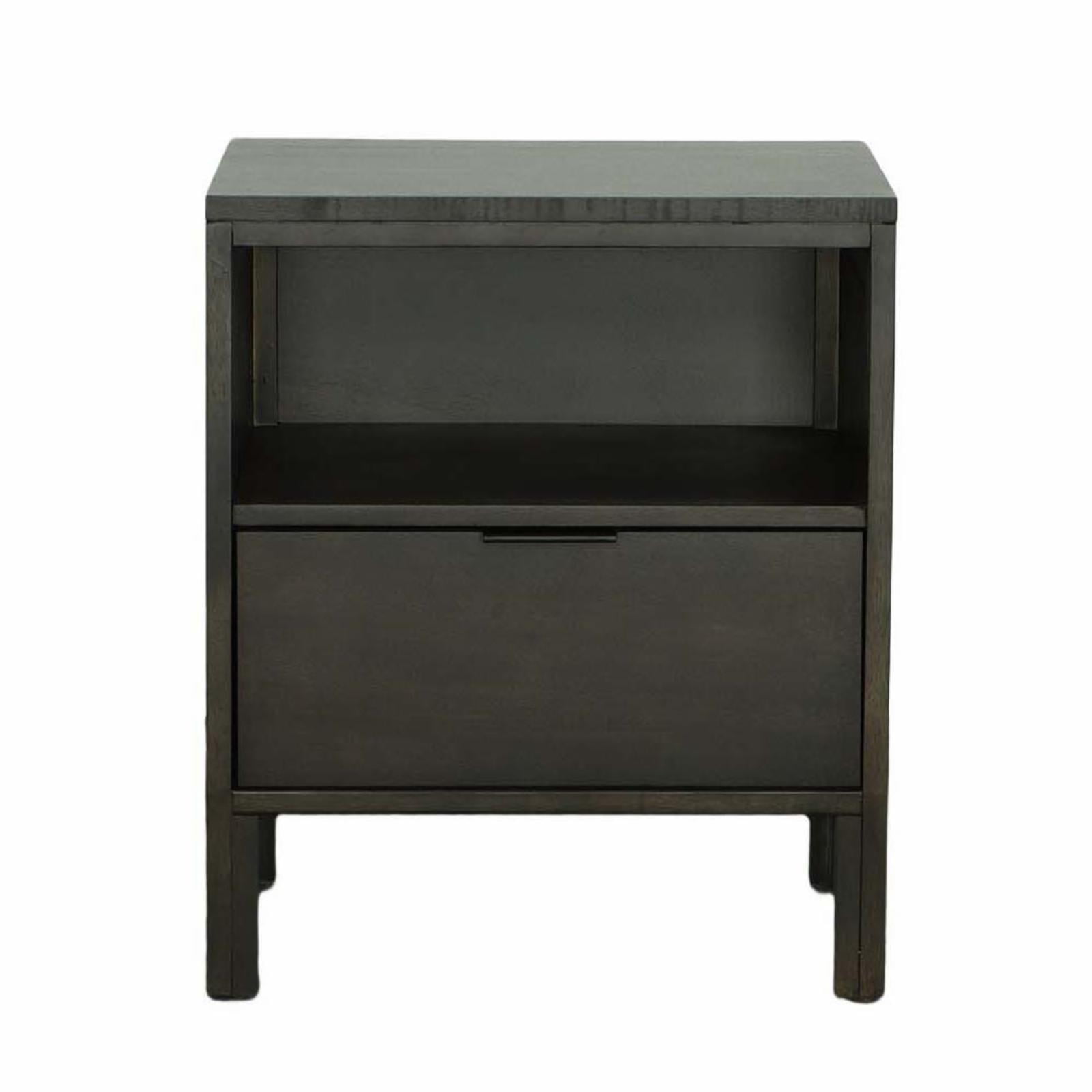 Dark Walnut Brown Transitional Nightstand with 1 Drawer