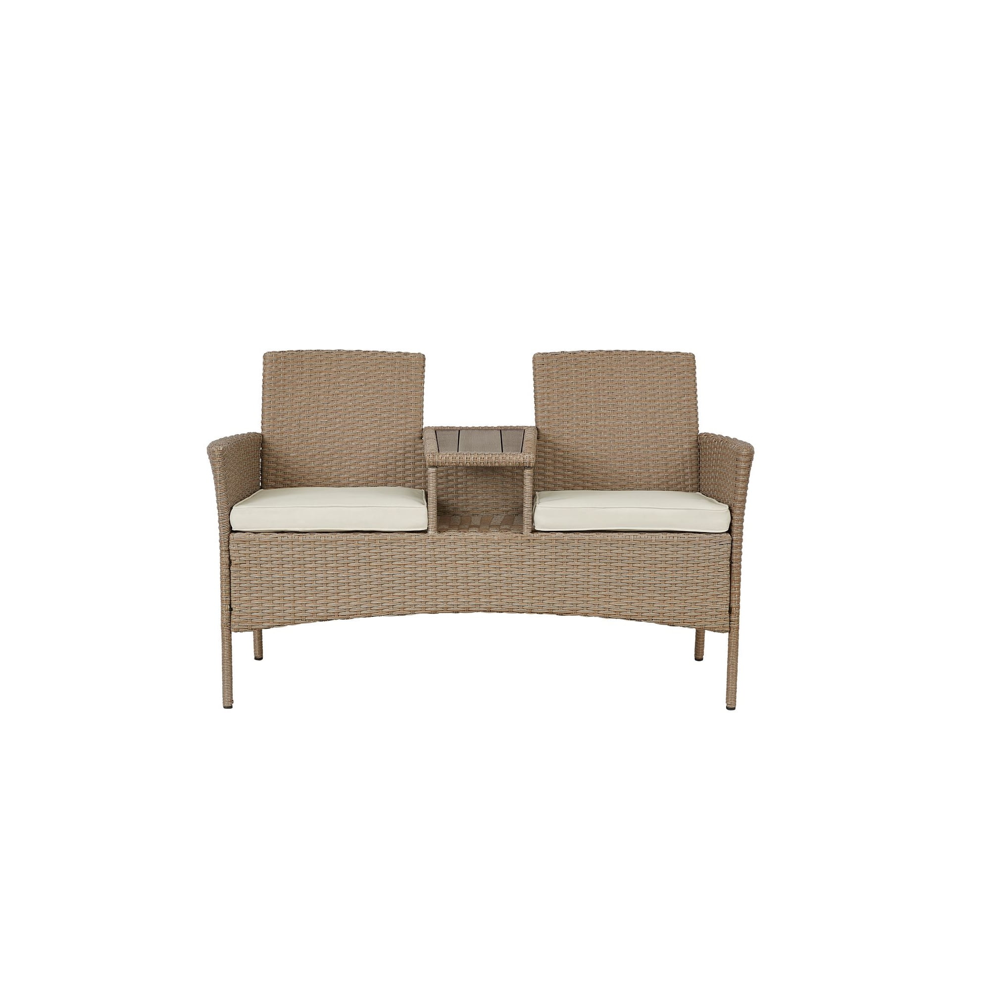 Progressive Furniture Tiki Outdoor Wicker / Rattan Loveseat in Natural and Tan