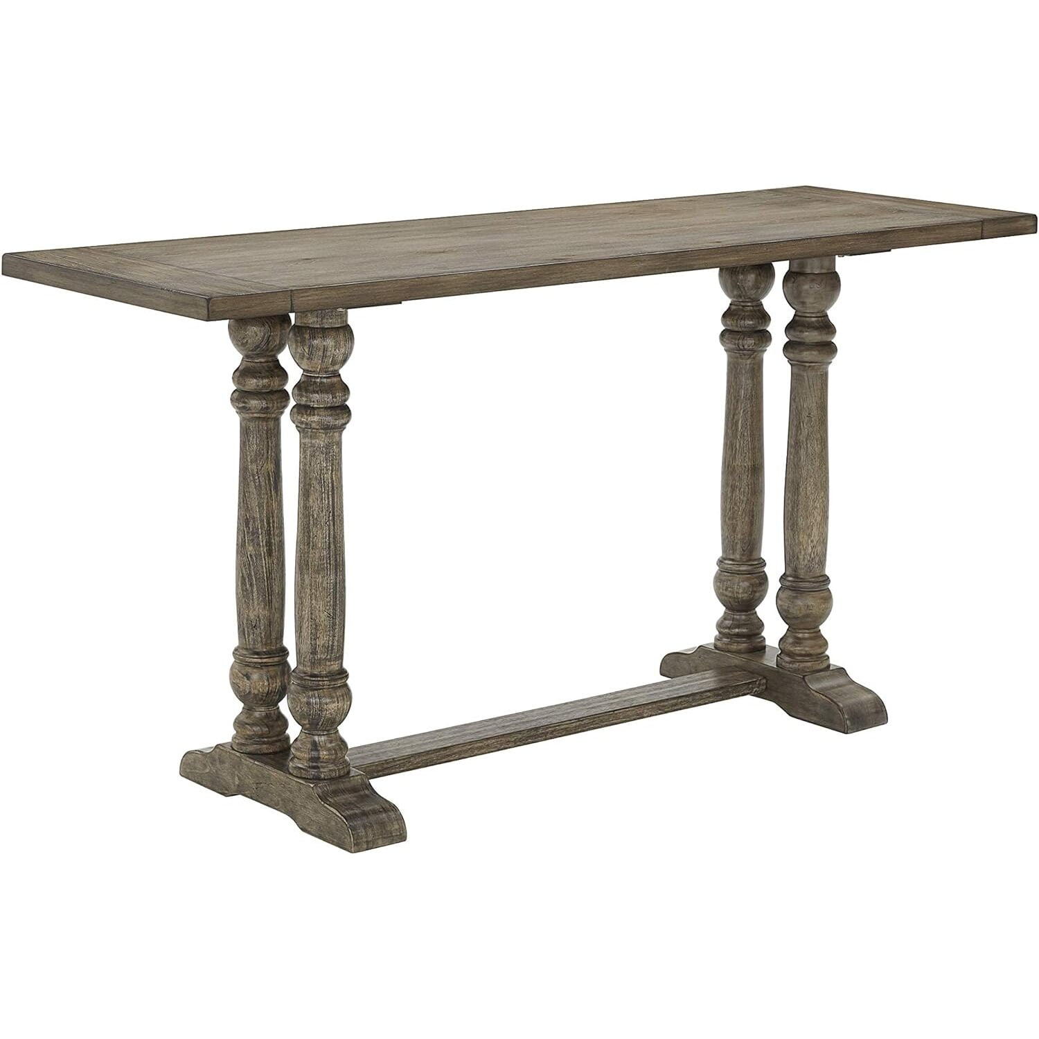 Transitional Smokey Oak Counter Height Dining Table, 71"x24"