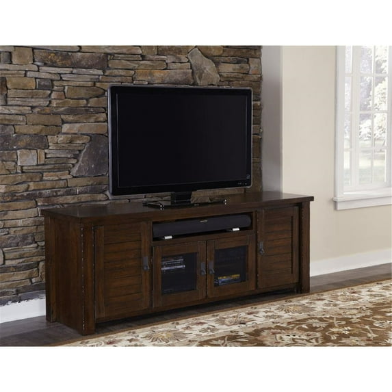 Progressive Furniture Trestlewood 74" Wood TV Stand in Mesquite Pine Brown