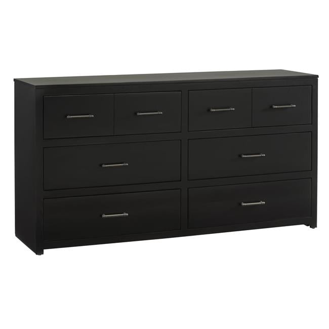 Black Transitional 6-Drawer Dresser with Antique Brass Pulls