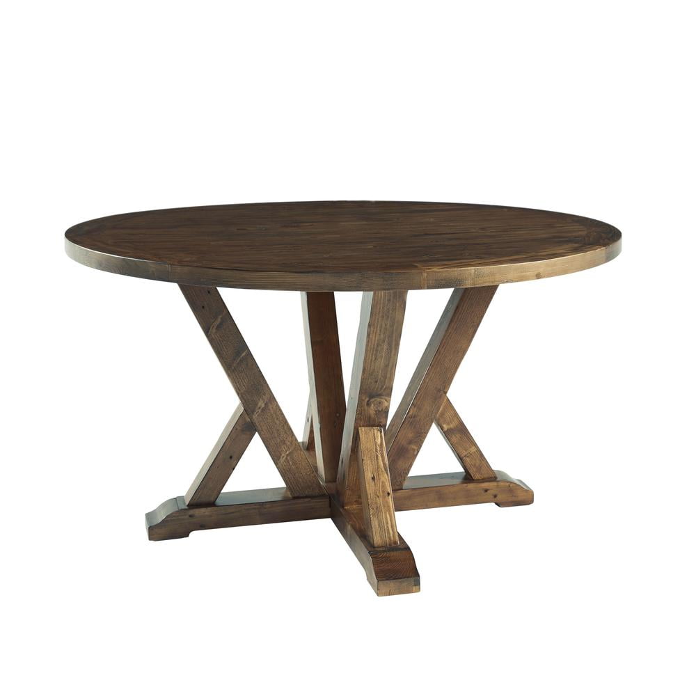 Heritage Pine Brown Round Reclaimed Wood Dining Table
