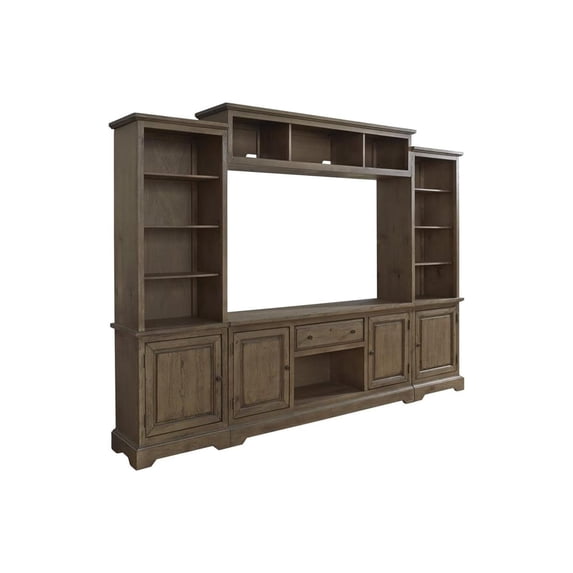 Progressive Furniture Wildfire TV Entertainment Wood Wall Unit In Caramel Brown