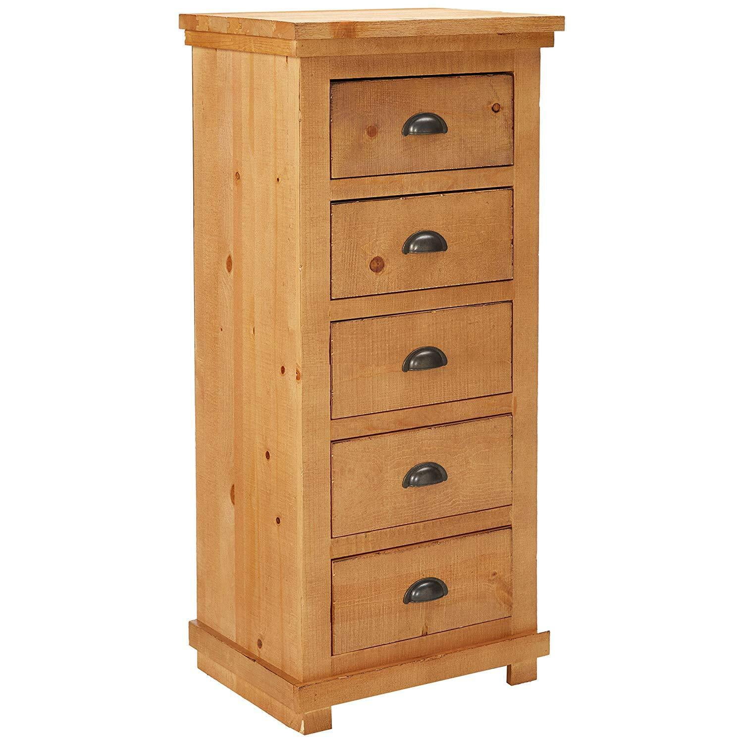 Rustic Farmhouse Distressed Pine 5-Drawer Lingerie Chest