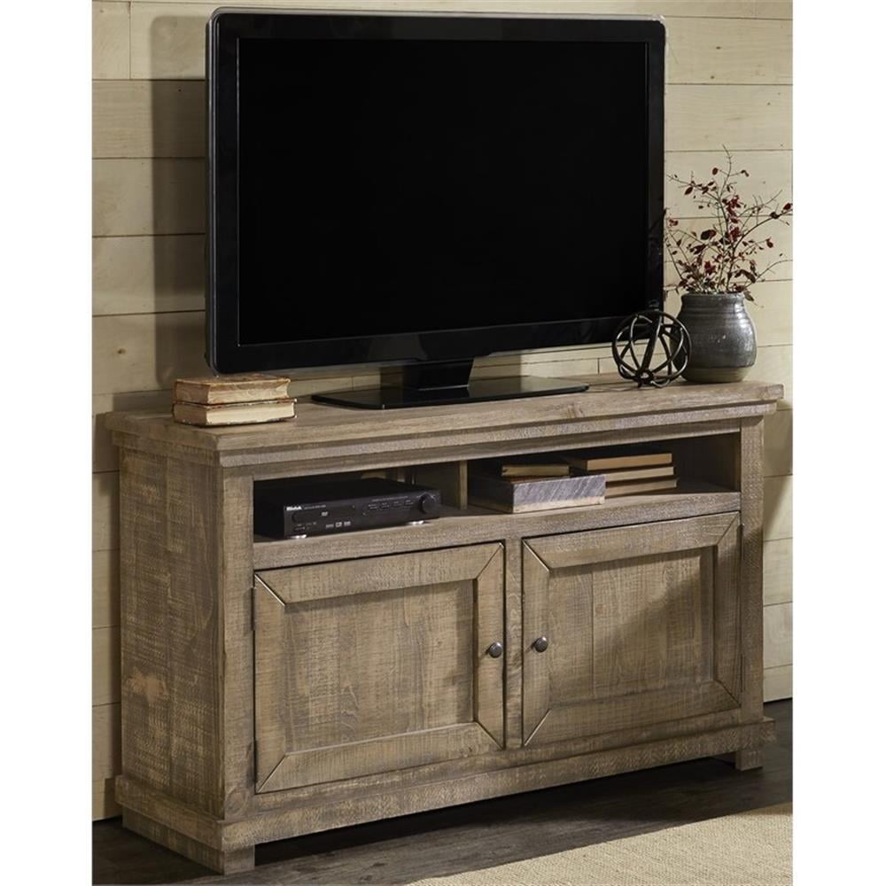 Willow Weathered Gray 54" Rustic Pine Console with Cabinet
