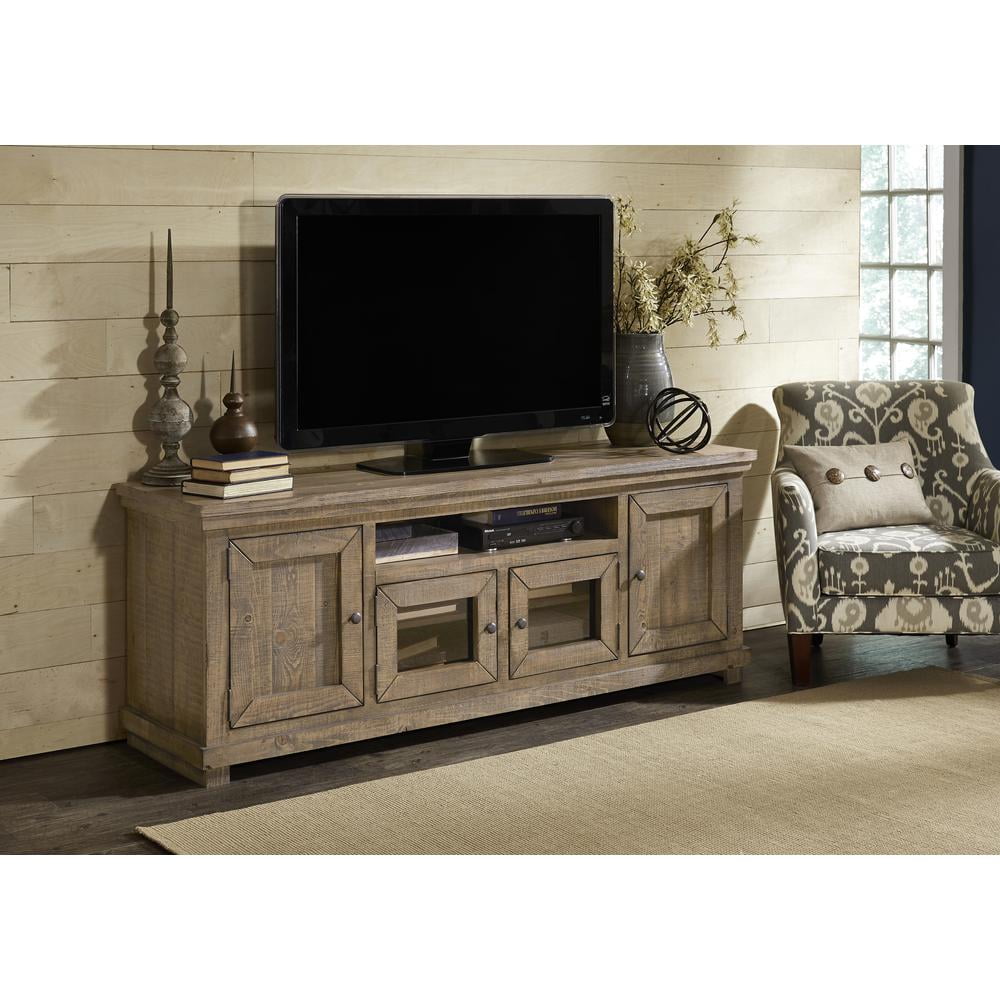 Progressive Furniture Willow 74 Wood TV Stand in Weathered Gray