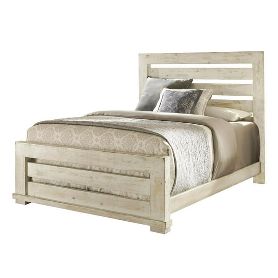 Progressive Furniture Willow King Wood Slat Headboard in Distressed White
