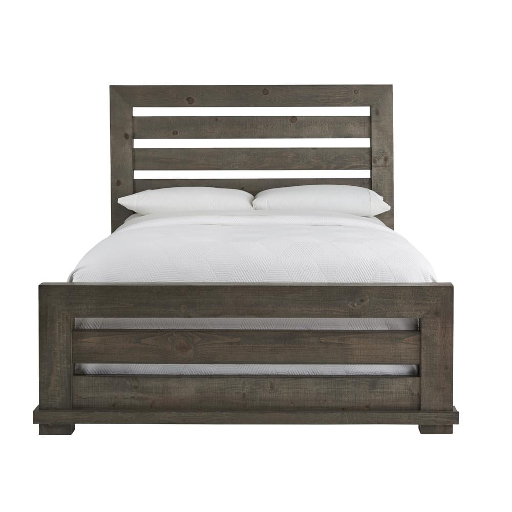 Rustic Pine King Panel Bed with Nailhead Trim and Storage Drawer
