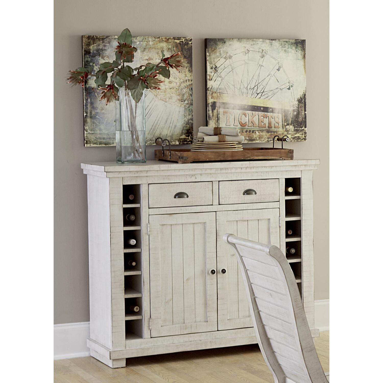 Willow Rustic 48" Distressed White Wood Server