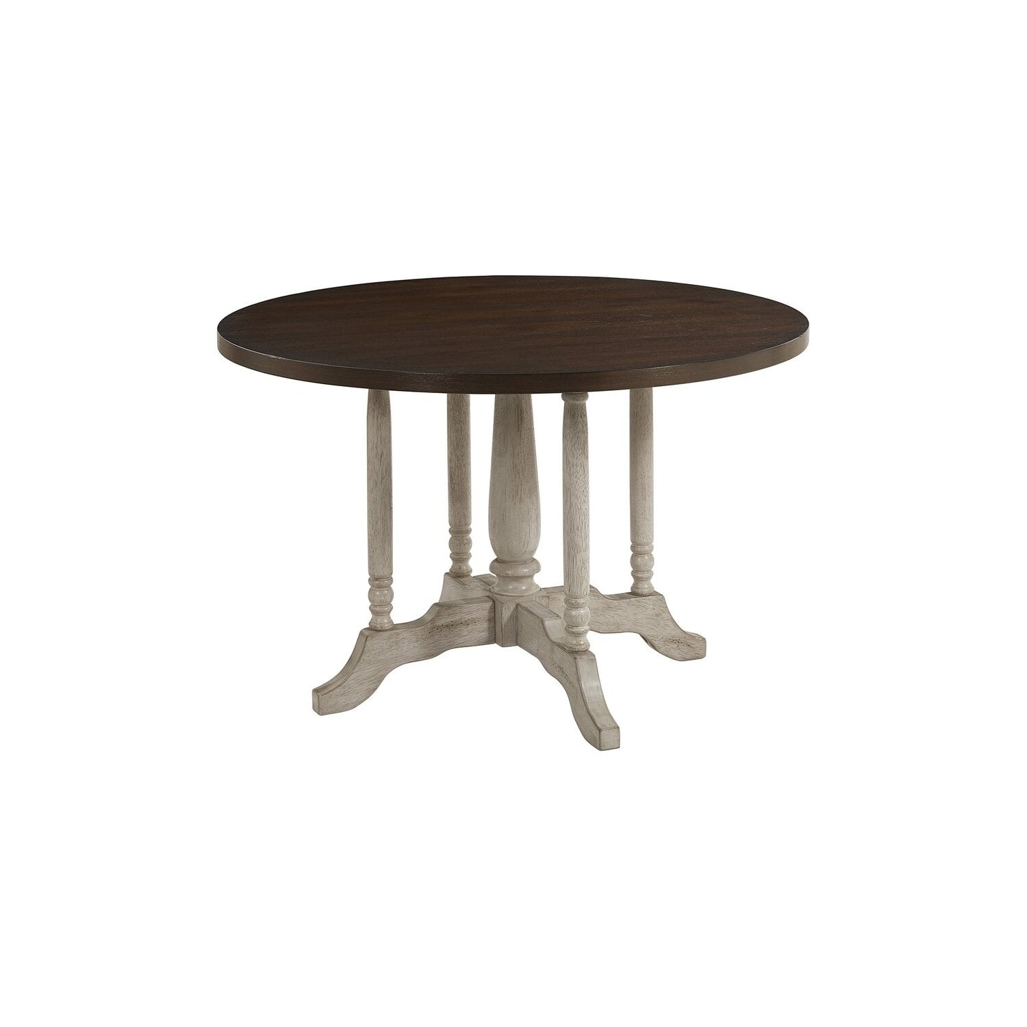 Gingerbread Brown and White Round Wood Dining Table